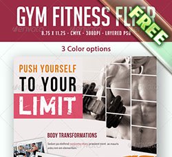健身俱乐部宣传单模板：Gym Fitness Flyer Print Ad
